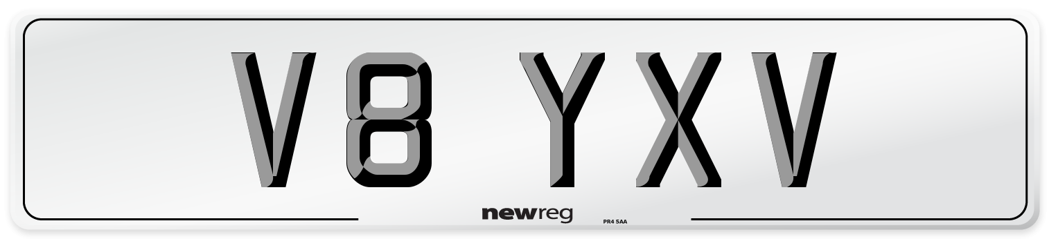 V8 YXV Number Plate from New Reg